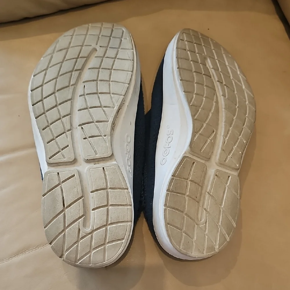 OOFOS Blue Fuzzy Slip-On Shoes - Picture 6 of 6